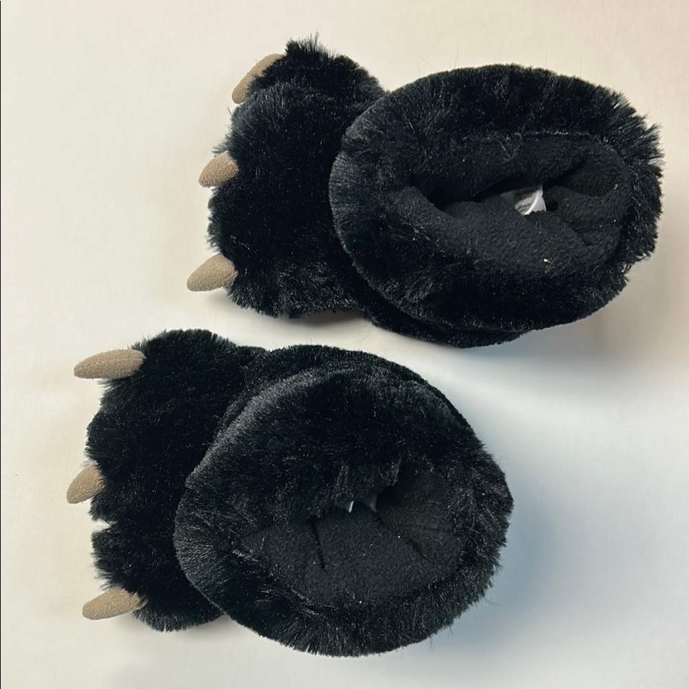Lazy One Black Bear Paw Slippers for Kids